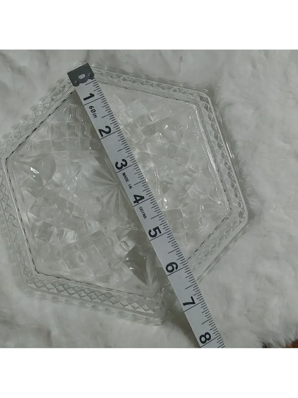 Vintage Heavy Hexagon Glass Dish